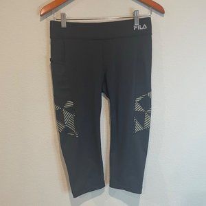Fila Black Crop Running Yoga Exercise Leggings